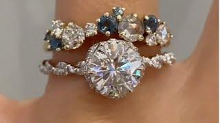 Constance & Vesabe - Vintage Inspired Rose Gold Engagement Ring with Sapphire & Diamond Wedding Band