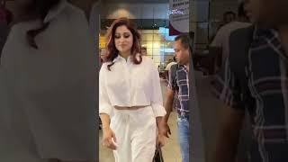 #Shorts | Shamita Shetty Slays Airport Look In an All White Outfit | Shamita Shetty