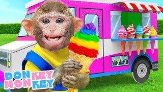  Rainbow Ice Cream  Fruits and Colors | Donkey Monkey - Nursery Rhymes