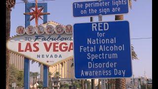 Welcome To Las Vegas Sign Turns Red For Fetal Alcohol Spectrum Disorder Awareness Day