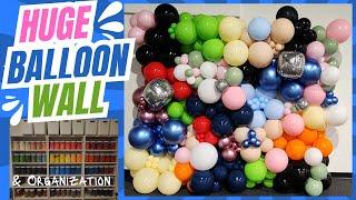 Colorful Balloon Wall & Balloon Organization #diy #balloon #backdrop #diy