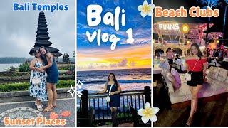 BALI VLOG #1 exploring Famous Finns BeachClub, Tanah Lot Temple, Ulun Danu, Purple Sky Sunsets 