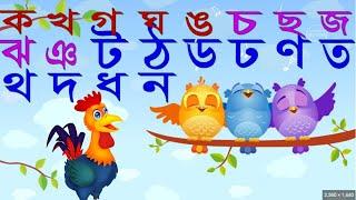 ক, খ, গ, ঘ, ঙ, চ, ছ, জ, ঝ, ঞ, ট, ঠ, ড, ঢ, ণ, ত, থ, দ, ধ, ন, প, ফ, ব, ভ, ম, য, র, ল, শ, ষ, স, হ,