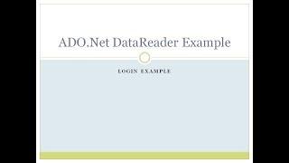 6 - DataReader Example #Login