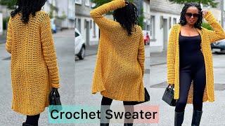 Crochet Lightweight Cardigan Made From 2 Panels (Beginner Friendly) #crochetcardigans #howtocrochet