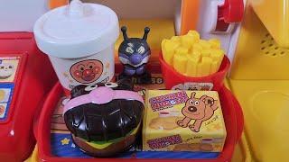 ポテトもセットでいかが？アンパンマンとハンバーガー屋さんごっこであそんでみたよ！ │おもちゃ キッズもとるひゆ