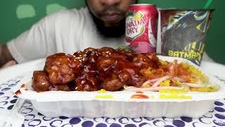 ASMR | NYC CHINESE FOOD SESAME CHICKEN AND SHRIMP FRIED RICE | BLU ASMR