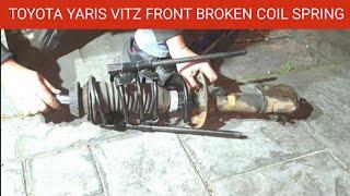 How to Change the Front Coil Spring on Toyota Yaris Vitz. Toyota Yaris Vitz Front Broken Coil Spring