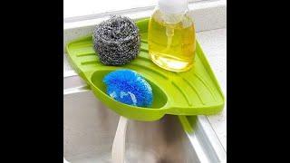 Multipurpose Plastic Kitchen Sink Organizer Corner Tray (Large, Green)