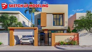 Sketchup Modeling Modern Vila | SketchUp Modeling Tutorial | Simple & Quick Modeling Sketchup 2020