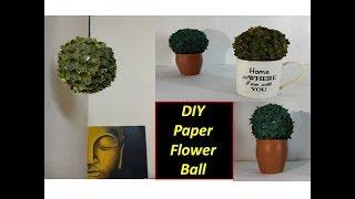 How To Make Round Paper Flower - DIY Paper Craft / DIY Artificial Bonsai Tree topiary for decoration