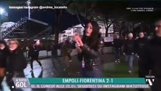 Empoli-Fiorentina, l’inviata viene molestata in diretta tv, il conduttore: «Non te la prendere»