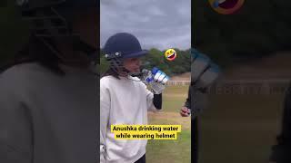 Anushka Sharma drinking water while wearing helmet #anushkasharma #short #shorts @celebrityqlix