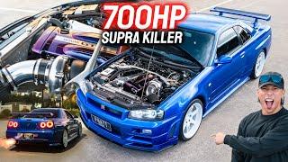 700HP BIG SINGLE TURBO NISSAN R34 SKYLINE GTR - SCARY FAST TOP SPEED STREET RUNS