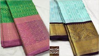 Traditional Contrast Border Kanchi Pattu Sarees | Million Designs