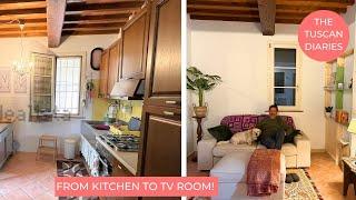 TURNING A  KITCHEN INTO A TV ROOM - Tuscan House Renovation