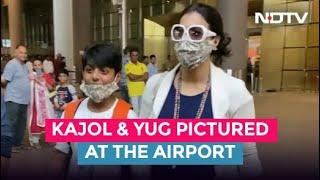 Kajol And Son Yug Devgan Clicked At Airport