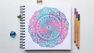 Mandala art with color pens | How to draw colourful Mandala | step by step video