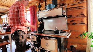 Cooking with a 90 Year Old Waffle Iron on a Wood Cookstove | Banana, Honey Caramel Waffles