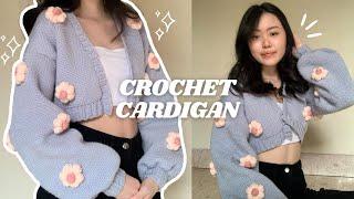 PUFFY FLOWERS CROCHET CARDIGAN