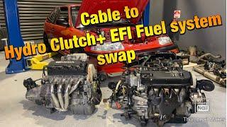 ED/EF CIVIC D16Y8 VTEC SWAP - CUSTOM HYDRO CLUTCH SET UP - EFI FUEL TANK AND FUEL LINES