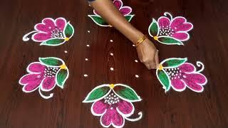 Friday rangoli || rangoli designs || flowers rangoli ||