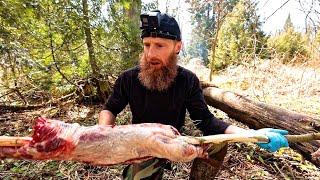 3-Day Solo Survival (5 Gallon Bucket Challenge!) | Eating SPIT ROAST GREASE PIG!!!