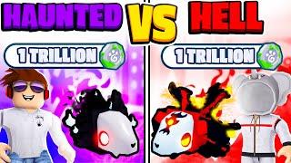 We Spend 2 Trillion Coins on Haunted VS Hell Egg Challenge!! Roblox Pet Simulator X!