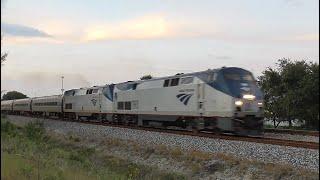 Amtrak 97 Throttlin' Up At Boynton Canal Plus FEC Freight Train 101 & Tri-Rail 6-17-24