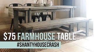 $75 Farmhouse Dining Table Build | #ShantyHouseCrash