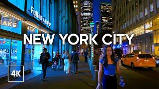 New York Night Walk - Downtown Manhattan, Virtual Walking Tour 4K