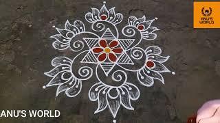 shivarathi special lotus kolam 5*3dots Anu'sworld small beautiful kolam festival rangoli design