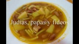 JUDÍAS, PAPAS Y FIDEOS (RECETA CANARIA)