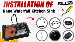 How to install Nano Waterfall Kitchen Sink | Pull-Out Mixer Faucet | Ruhe Handmade SS Kitchen Sink