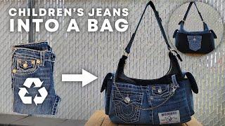 RECYCLED Denim Handbag / Shoulder Bag Made with Youth Jeans