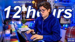 STUDY WITH ME LIVE | 12 HOURS  Harvard Alumnus, Chill Work With Me, Rain Sounds, Pomodoro Timer