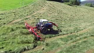 Hay production Ålen, Norway. Heuernte. Valtra N-113, Sip 685, Kverneland 3028, Pöttinger Boss 2