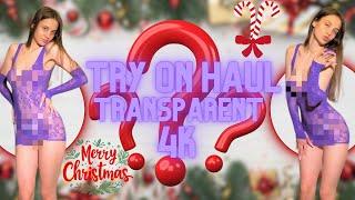 4k Transparent Try on Haul |Christmas purple mini dress|