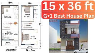 15 x 36 House Plan | 15x36 House Design | 18x36 Ghar ka Naksha | East Facing House Plan