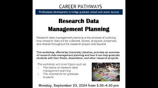 Research Data Management Planning (Sep 23, 2024)