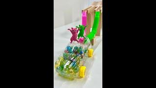 Marble Run ASMR  HABA Double Wave Slope, Skeloeton Car #shorts #marblerun @marblerunone