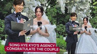 SONG HYE KYO'S AGENCY CONGRATULATE LEE MIN HO AND THE ACTRESS FOR THEIR WEDDING!