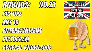 Great British Pub Quiz: Picture Round, Any 10, Entertainment, Pictogram & General Knowledge No.23