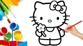 How to Draw Hello kitty Drawing ,Colouring,Painting for Toddlers