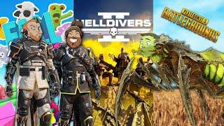 Let's Play Fallguys & Helldivers 2 & PUBG Customs - A BUNCH OF ABSOLUTE HELLENDS!