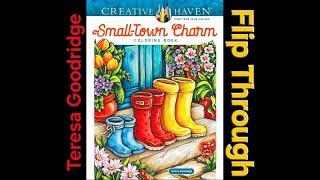 Creative Haven Small Town Charm Coloring Book by Teresa Goodridge Flip Through