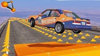 BeamNG.drive - Cars Try To Drive Along The Track With Spikes