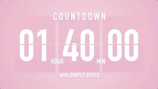 1 Hour 40 Minutes Countdown Flip Clock Timer / Simple Beeps 