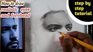 How to draw Vicky kaushal// part-1// forehead and eyes drawing tutorial// @vkartbox