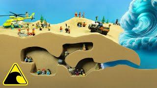 Trapped in a Flooded Cave - LEGO Flood Disaster - Tsunami Dam Breach Experiment